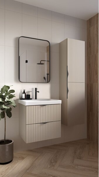 Cersanit Tirso, mobilier lavoar suspendat 594x447x572 mm + lavoar ceramic, bej mat, S801-541