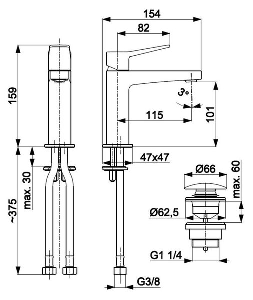 KFA Armatura Malaga White baterie lavoar stativ alb 4522-815-44