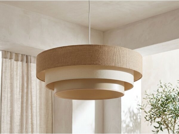 Lustră suspendată cu cablu TRINITI 1xE27/60W/230V diam. 40 cm bej/crem