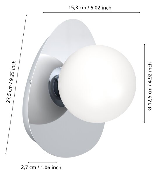 Eglo 902095 - Aplică LED de perete pentru baie CASTROVIDO, 1xG9, 4,2W, 230V, IP44, crom