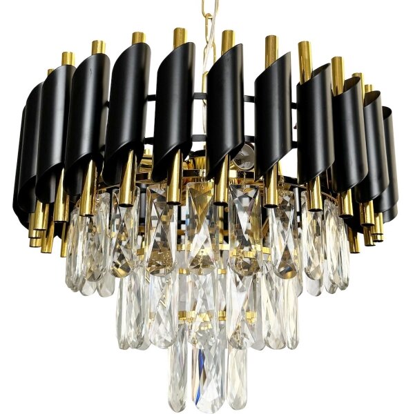 Lustră pe lanț CRISTAL 5xE14/40W/230V auriu/negru