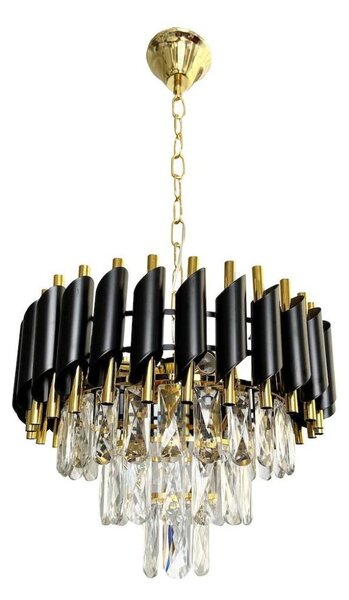 Lustră pe lanț CRISTAL 5xE14/40W/230V auriu/negru