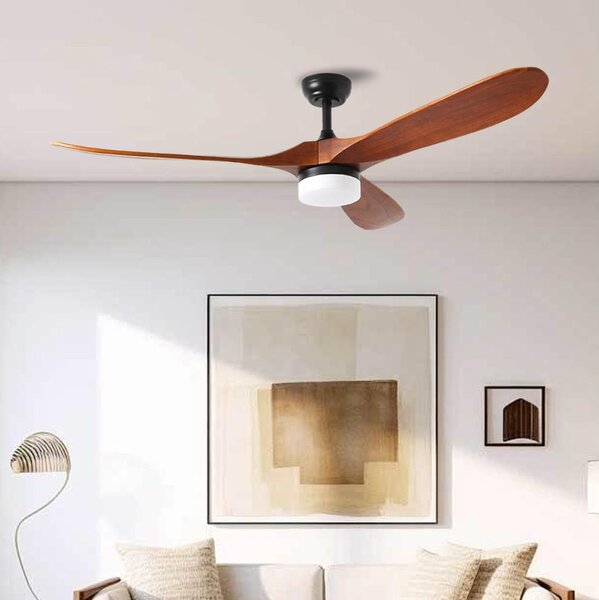 ZEVENTI - Ventilator de tavan LED GINOSA LED/18W/230V Wi-Fi Tuya negru/stejar + telecomandă