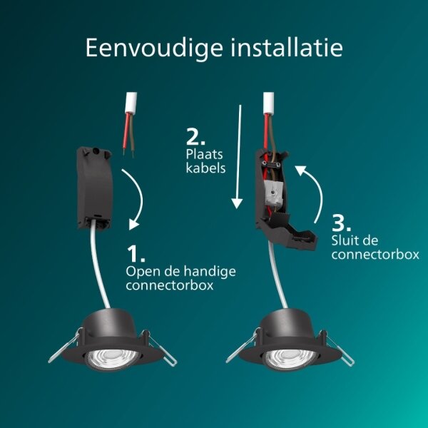 Philips - Set 3x spot încastrat compatibil cu dimmer CILANTRO LED/5W/230V 4000K negru