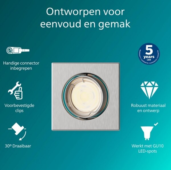 Philips - Spot încastrat PERIDOT 1xGU10/7W/230V argintiu