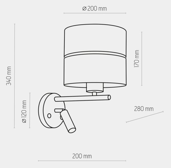 Lampă LED de perete HILTON 1xE27/15W/230V + LED/3W/230V alamă/negru