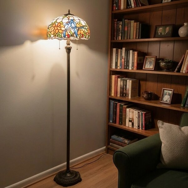 Brilagi - Lampă de podea Tiffany JUNGLE din vitralii 2xE27/60W/230V