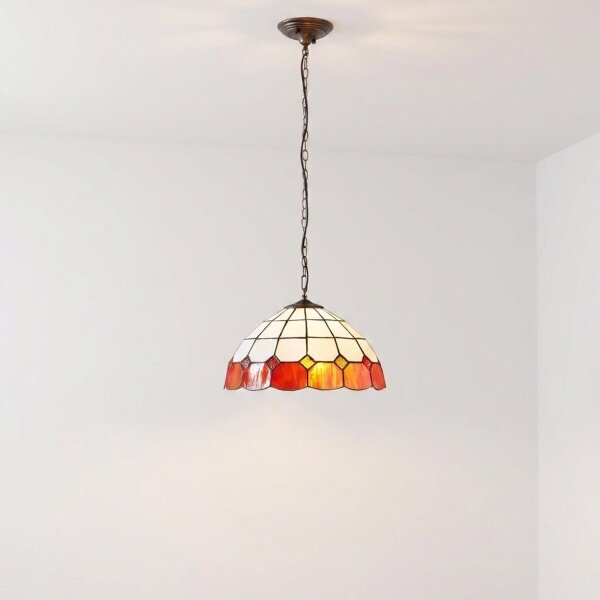 Brilagi - Candelabru Tiffany SIENNA cu vitralii pe lanț 1xE27/60W/230V, diam. 40 cm