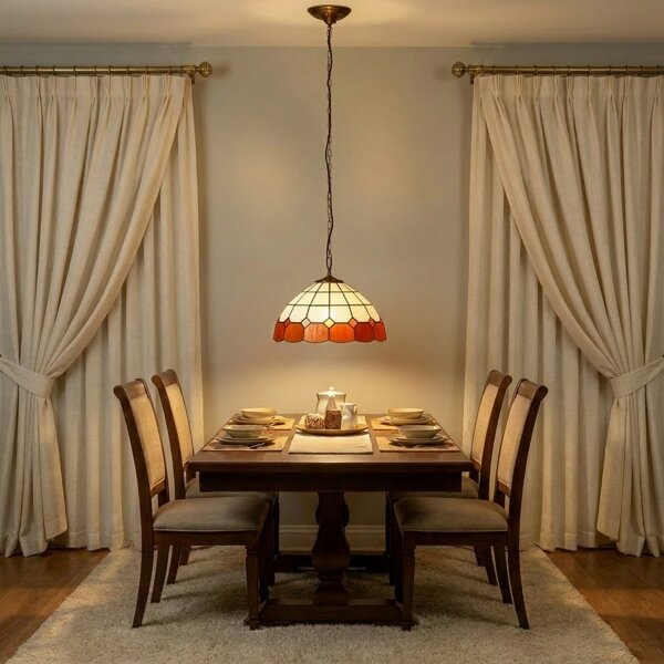 Brilagi - Candelabru Tiffany SIENNA cu vitralii pe lanț 1xE27/60W/230V, diam. 40 cm