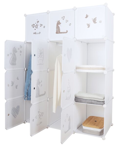 Dulap modular pentru copii, model alb / maro pentru copii, KITARO