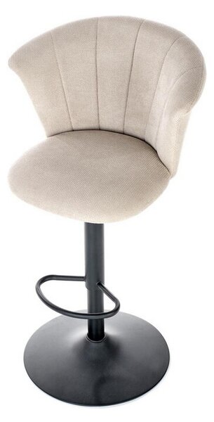 Scaun bar H104, bej/negru, stofa catifelata/metal, 55x53x90/112 cm