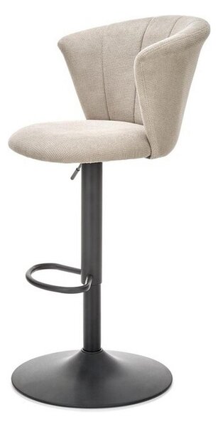Scaun bar H104, bej/negru, stofa catifelata/metal, 55x53x90/112 cm