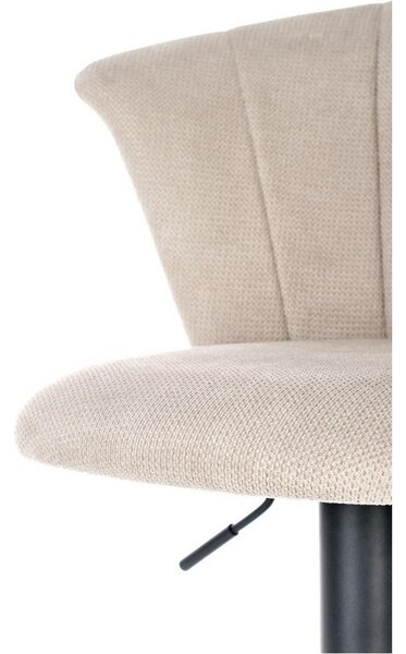 Scaun bar H104, bej/negru, stofa catifelata/metal, 55x53x90/112 cm