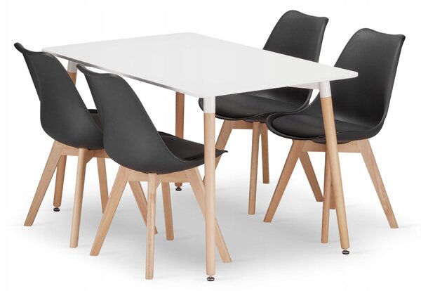 Set de dining 1 + 4, masa ADRIA 120x80cm alb + scaune BALI MARK negru