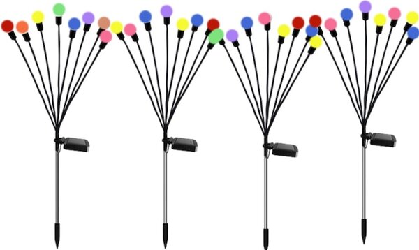 Set 2 x Lampa solara LED Multicolor, 6 bulbi licurici