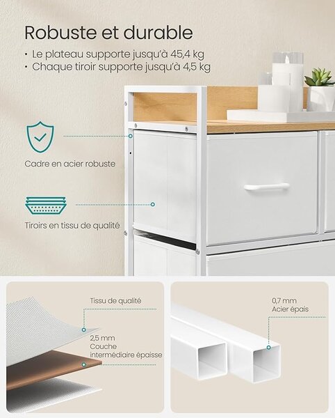 Dulap cu sertare Songmics Bej 98.2x29x70 cm