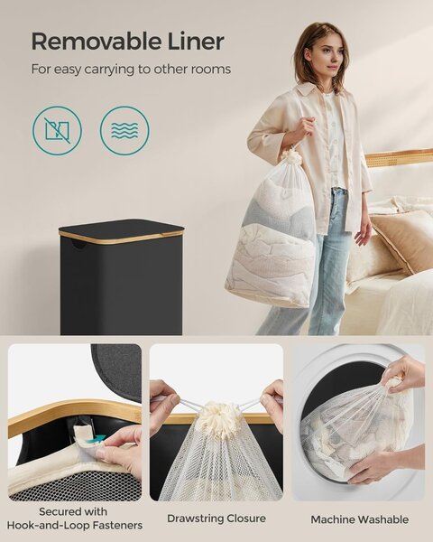 Cos de rufe Songmics Negru 42x32x70.5 cm