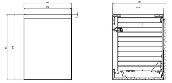 Cersanit Moduo dulap 40x44.7x55.1 cm laterala pe perete bej S590-114