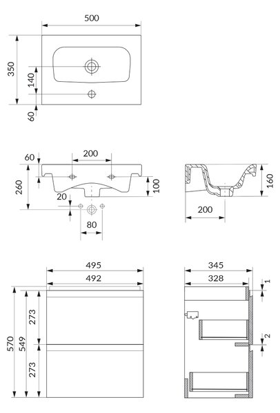 Cersanit Moduo lavoar cu dulap 50 cm fără S801-593