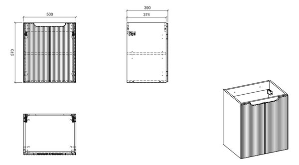 Comad Nova Black dulap 50x39x57 cm negru NOVA BLACK D2 82-50-2D