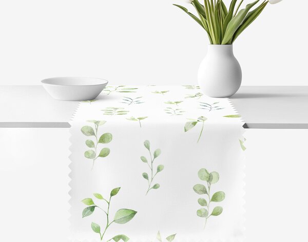 Goldea napron de masă teflonat - frunze de eucalipt 35x120 cm