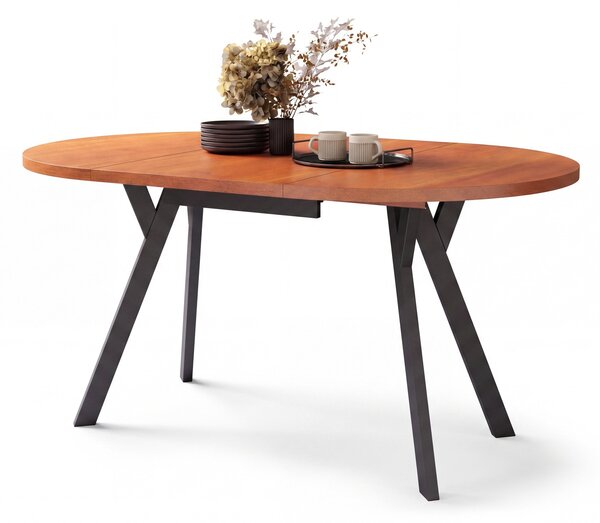 Mazzoni ALMO Calvados/picioare negre - MASĂ ROTUNDĂ EXTENSIBILĂ CU PICIOARE ÎN FORMĂ DE Y STIL LOFT PENTRU SALON/SUFRAGERIE