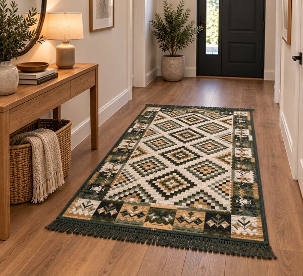 Covor traditional, cu doua fete, dimensiunea 120x180cm, verde