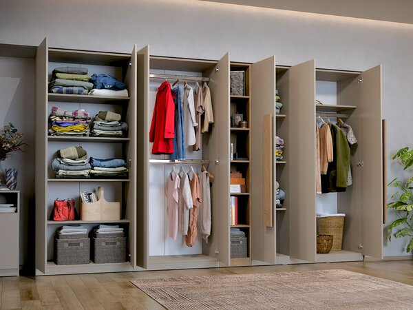 Dulap Dormitor Levi 7U - Bej/Casmir - 319x48x192 cm