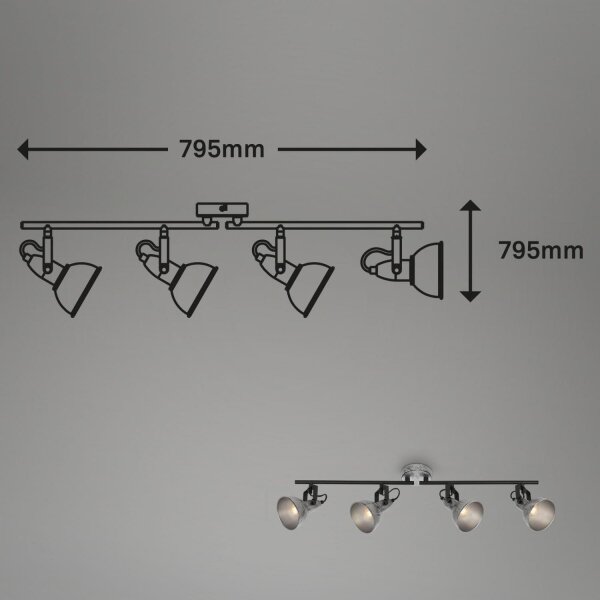 Spot Briloner 2049-044 RETRO 4xE14/40W/230V gri