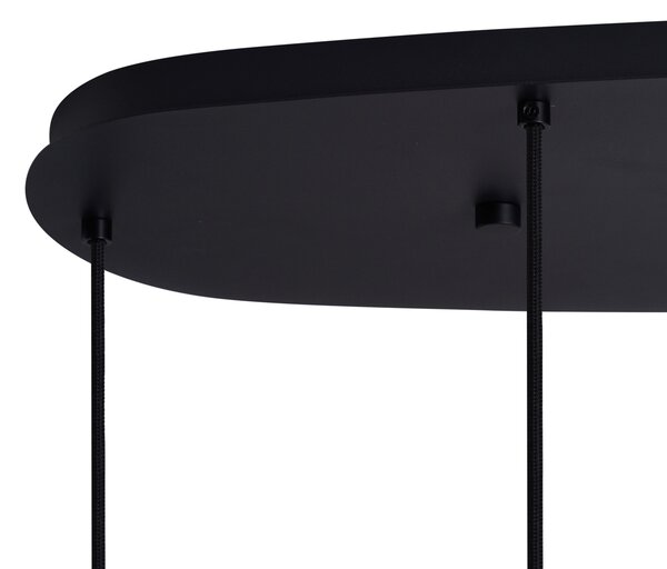 Lampă modernă pendant neagră cu sticlă fumuriu 6 lumini - Duplantis