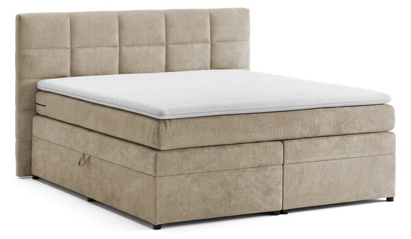 Pat Boxspring Gibson, cu ladă de depozitare, saltea și topper incluse, Bej-Enjoy / 140x200
