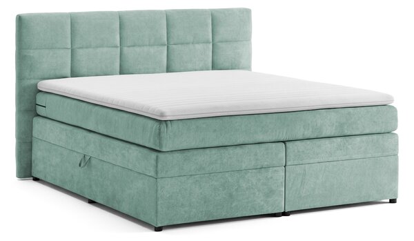 Pat Boxspring Gibson, cu ladă de depozitare, saltea și topper incluse, Menta-Enjoy / 140x200