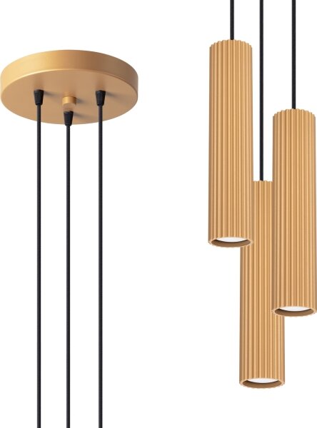 Lustră pe cablu Sollux SL.1557 KARBON 3xGU10/10W/230V auriu
