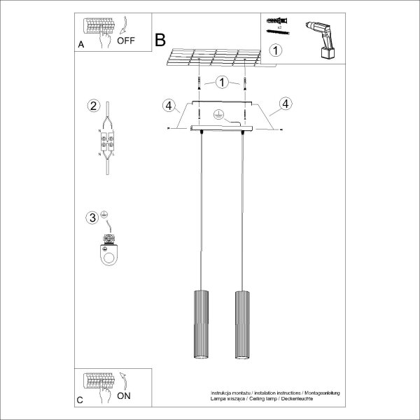 Lustră pe cablu Sollux SL.1555 KARBON 2xGU10/10W/230V auriu