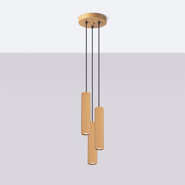 Lustră pe cablu Sollux SL.1557 KARBON 3xGU10/10W/230V auriu
