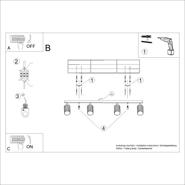 Brilagi - Spot LED CRESTO, 4 x GU10, 10 W, 230 V, auriu