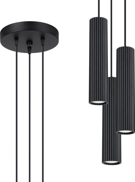 Lustră pe cablu Sollux SL.1576 KARBON 3xGU10/10W/230V negru