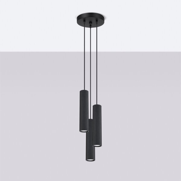 Lustră pe cablu Sollux SL.1576 KARBON 3xGU10/10W/230V negru