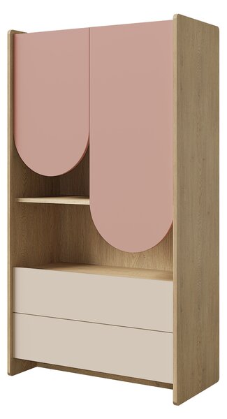 Dulap cu rafturi Leora 6 (stejar cremona + makadamia + roz pudră). Promo -6%. 1159956