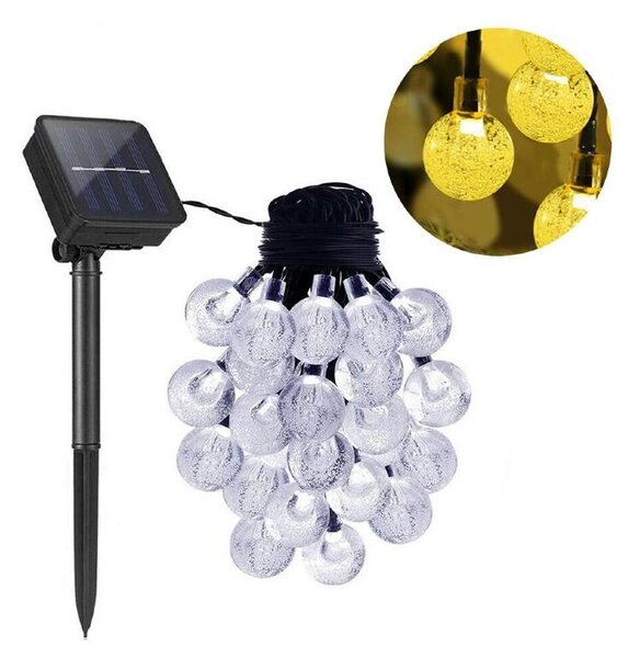 Instalatie solara LED 30 globulete, Alb cald