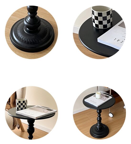 Masuta rotunda pentru cafea, fier, 52 x 38 cm, Negru