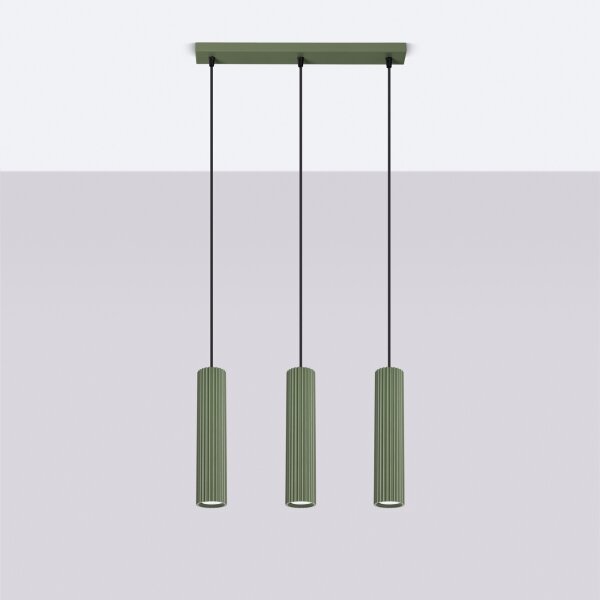 Lustră pe cablu Sollux SL.1613 KARBON 3xGU10/10W/230V verde