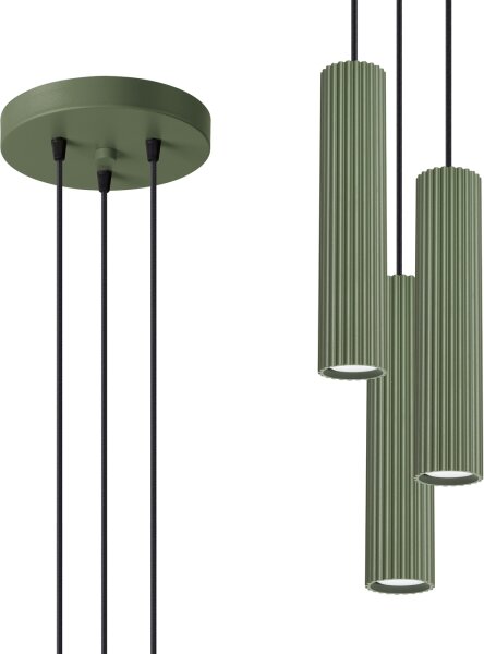 Lustră pe cablu Sollux SL.1614 KARBON 3xGU10/10W/230V verde