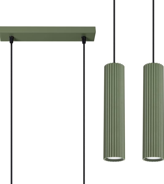 Lustră pe cablu Sollux SL.1612 KARBON 2xGU10/10W/230V verde