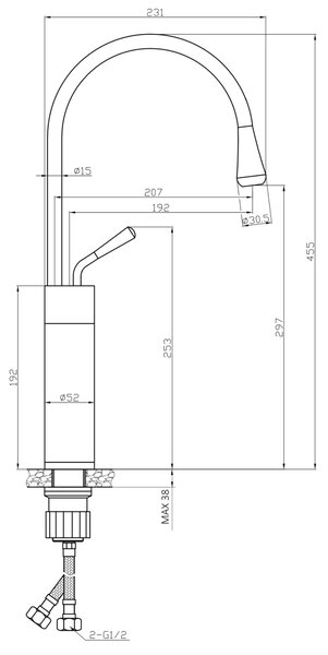 Invena Gabro baterie lavoar stativ alb-cupru BU-33-W18
