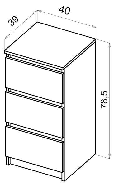 Comodă Linea 40 3S (negru). Promo -15%. 1158014