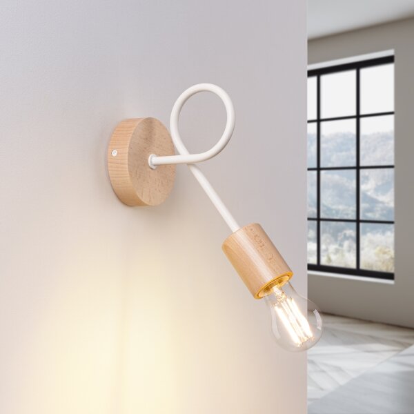 Lampă de perete Sollux SL.1473 EMBER 1xE27/15W/230V alb/bej/fag