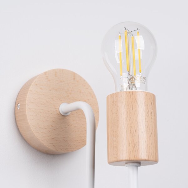 Lampă de perete Sollux SL.1664 TIMBO 1xE27/15W/230V alb/bej/fag