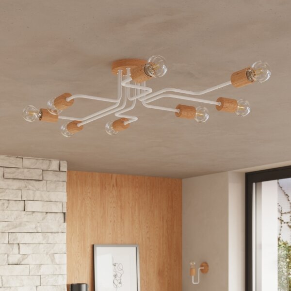 Lampă de perete Sollux SL.1664 TIMBO 1xE27/15W/230V alb/bej/fag