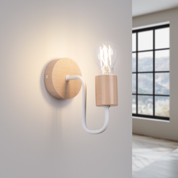 Lampă de perete Sollux SL.1664 TIMBO 1xE27/15W/230V alb/bej/fag